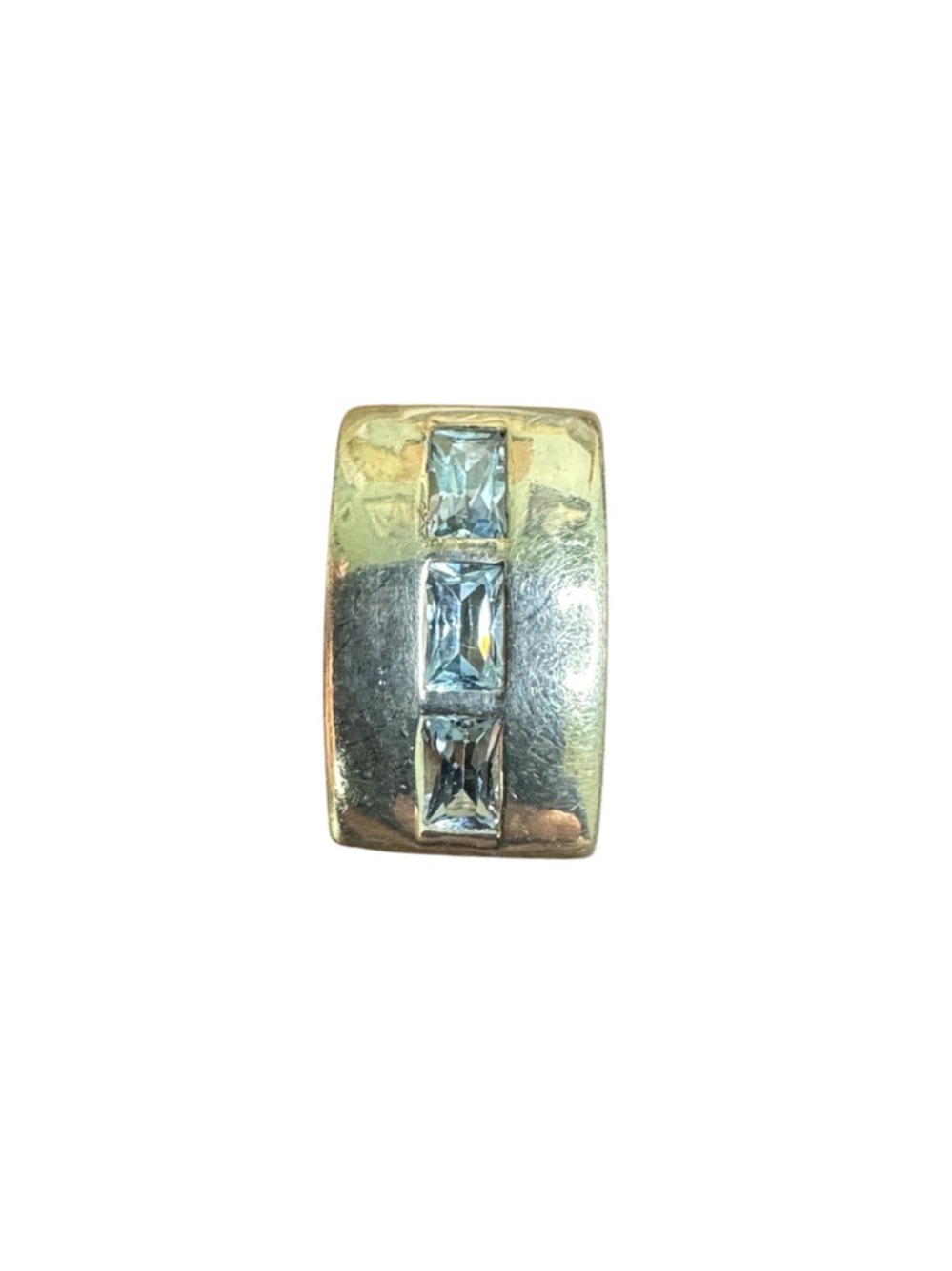 Sterling Silver Necklace Pendant with Three Clear Baguette Stones